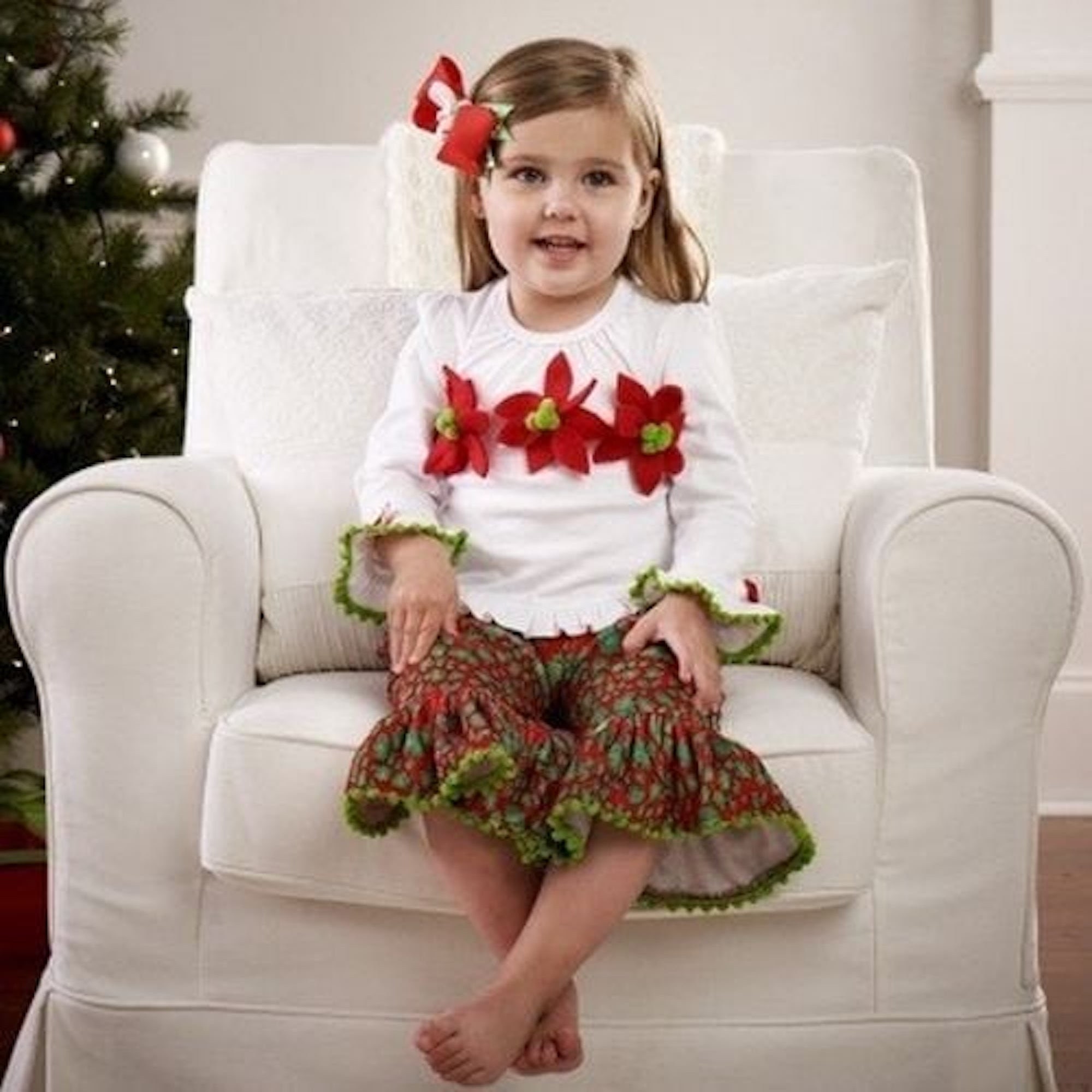 Mud Pie Baby Poinsettia 2 Piece Pant Set 0-6 Months New With Tags & Hanger