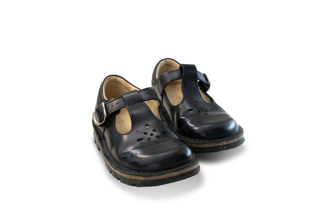 Cute Kids Black Matte Leather Mary Janes Shoes Etsy