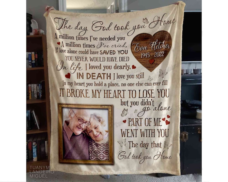In Loving Memory Photo Blanket for Loss of Loved One Sympathy Etsy