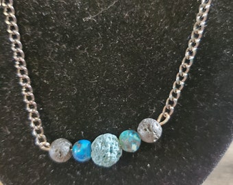 Gem  and lava beads diffuser necklace