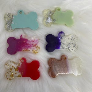 Dog ID tags - epoxy resin - customizable - Size L Bone shape