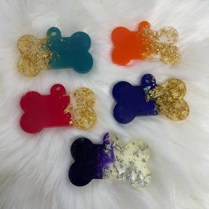 Dog ID tags - epoxy resin - customizable - Size L Bone shape