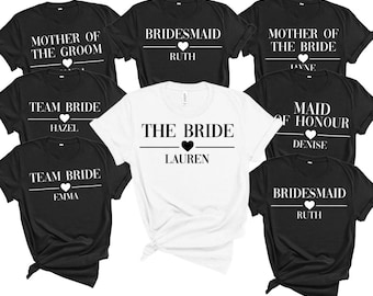 Chemises EVJF, cadeau de la mariée, chemise de la mariée de l'équipe, t-shirts personnalisés EVJF, t-shirt de mariage EVJF