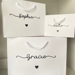 Personalised Gift Bag, Name Gift Bags, Kraft, Black, Grey & White Luxury Gift Bag With Rope Handles