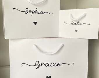 Personalised Gift Bag, Name Gift Bags, Kraft, Black, Grey & White Luxury Gift Bag With Rope Handles