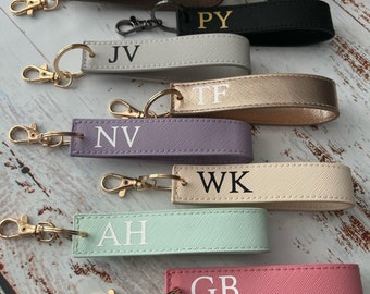 PERSONALISED KEYRING, monogrammed key ring, initials, personalised gift, car keychain, faux saffiano leather, gift ideas,Christmas Xmas gift