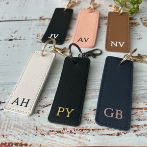 PERSONALISED KEYRING, monogrammed key ring, initials, personalised gift, car keychain, faux saffiano leather, gift ideas,Christmas Xmas gift