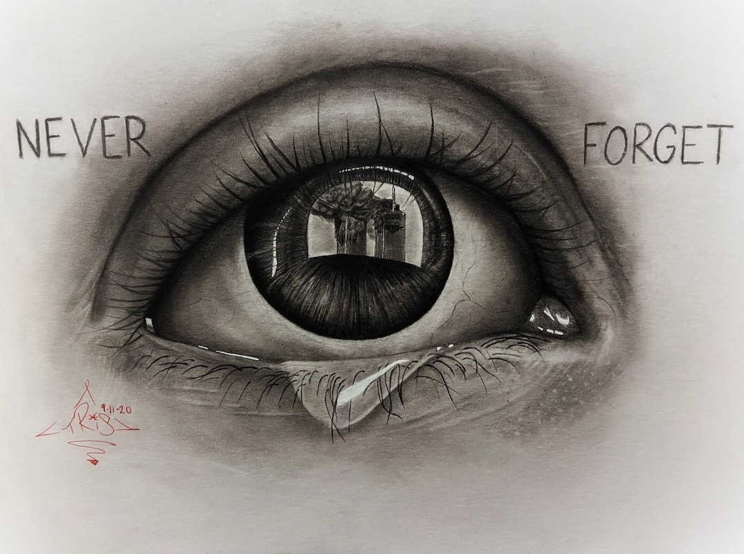 9/11 “never Forget” Twin Towers Memorial Drawing - Etsy
