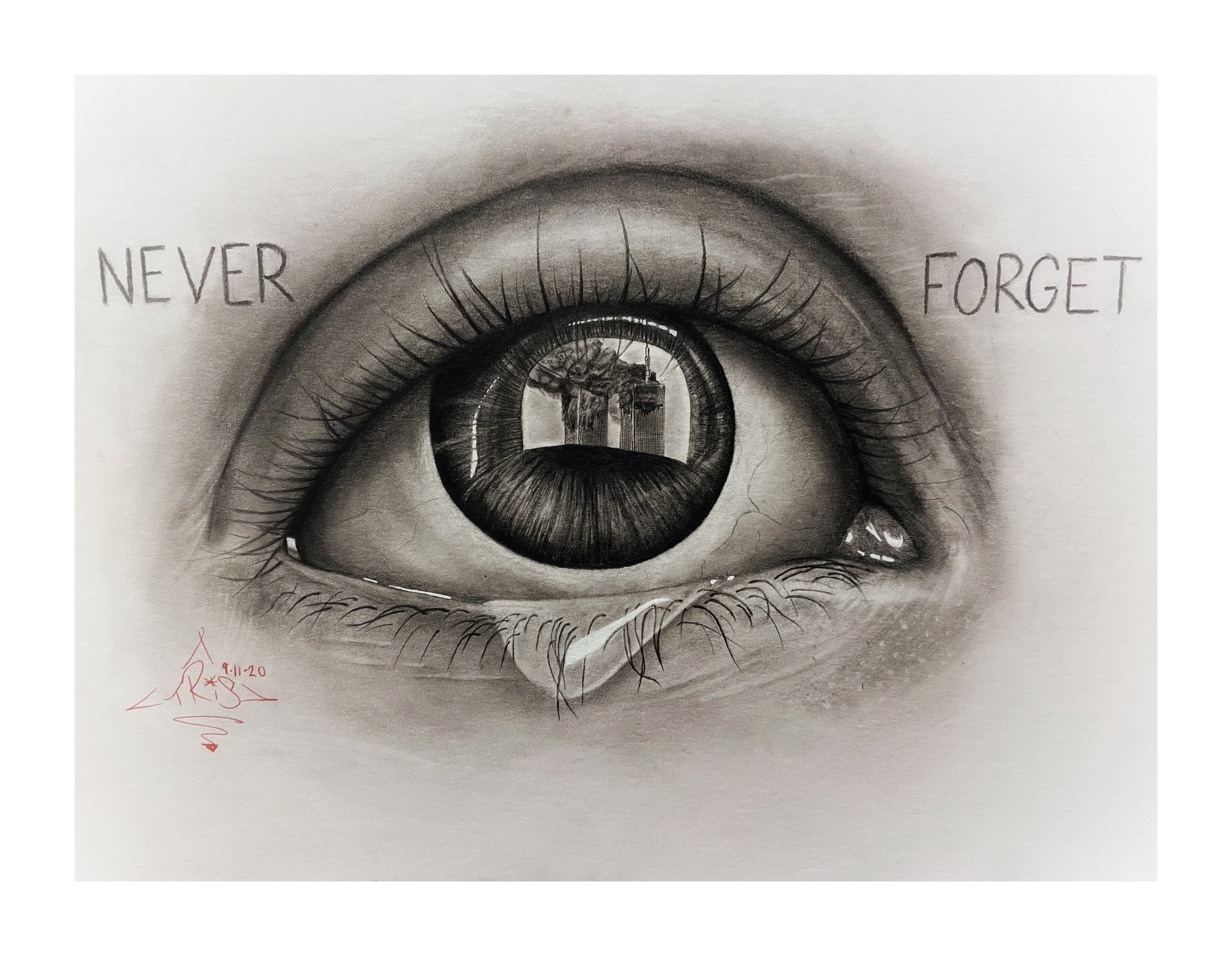 9/11 “never Forget” Twin Towers Memorial Drawing - Etsy