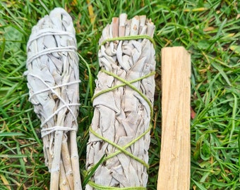 3 Piece Healing & Cleansing Set | White Sage Smudge Stick | White Sage Torch | High Grade | Ethically Sourced | Palo Santo | Smudge Stick