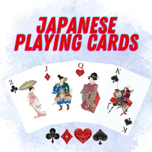 Lot de 2 cartes à jouer japonaises, cartes à jouer uniques, jeu de cartes à jouer, esthétique japonaise, vintage japonais, cadeau de Noël
