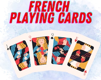 Naipes franceses, juego de 2 cartas de póker, naipes únicos, baraja clásica, juegos de cartas, naipes franceses de diferentes palos