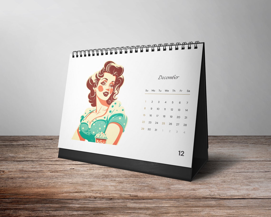 2024 Desk Calendar, Pin up Girl Calendar, Erotic Calendar, Sexy Pin up