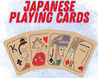 Set of 2 Japanese Playing Cards, Unique Playing Cards, Playing Cards Deck, Japanese Aesthetic, Japanese Vintage, Card Games, Christmas Gift
