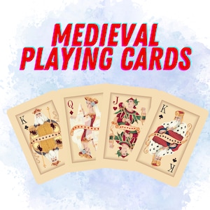 Carte da gioco medievali, Set di 2 carte da poker, Carte da gioco uniche, Mazzo di carte da gioco classico, Mazzo di carte, Giochi di carte, Regalo di Natale