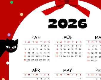 Wandkalender 2026, kattenkalender, posterkalender 2026, kattenposter, grote kalender