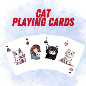 Set of 2 Cat Playing Cards, Kitty Playing Cards, Unique Playing Cards, Classic Playing Cards Deck, Deck of Cards, Card Games, Cat Lover Gift