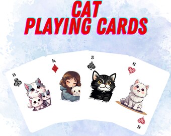Lot de 2 cartes à jouer chat, cartes à jouer chaton, cartes à jouer uniques, jeu de cartes classique, jeu de cartes, jeux de cartes, cadeau pour amoureux des chats