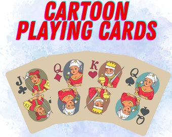 Cartoon speelkaarten, set van 2 pokerkaarten, unieke speelkaarten, klassiek kaartspel, kaartspel, kaartspellen, kerstcadeau