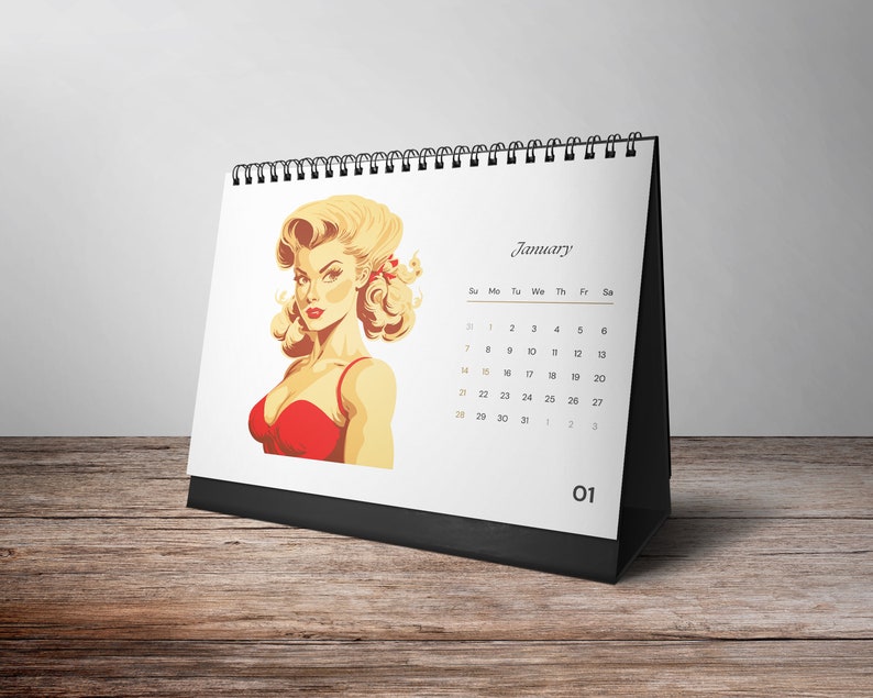 2024 Desk Calendar, Pin up Girl Calendar, Erotic Calendar, Sexy Pin up