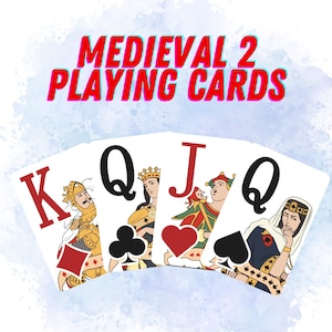 Juego de 2 cartas medievales, juego de 2 cartas de póker, cartas únicas, cartas clásicas, baraja coleccionable, juegos de cartas, regalo de Navidad