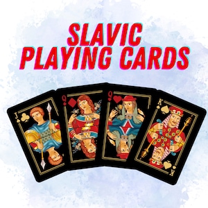 Slavic Playing Cards, Set of 2 Poker Cards, Black Playing Card, Unique Playing Cards, Classic Playing Cards Deck, Card Games, Christmas Gift