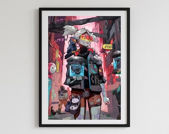 Cyberpunk Poster, Cyberpunk Wall Art, Anime Girl Poster