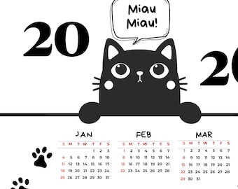 Kattenkalender, kattenposter, wandkalender 2026, posterkalender 2026, grote kalender