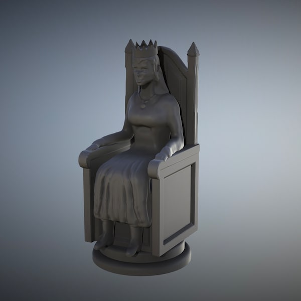 QUEEN Figure CHESS Piece (Medieval Set) STL file to print in 3D or Cnc