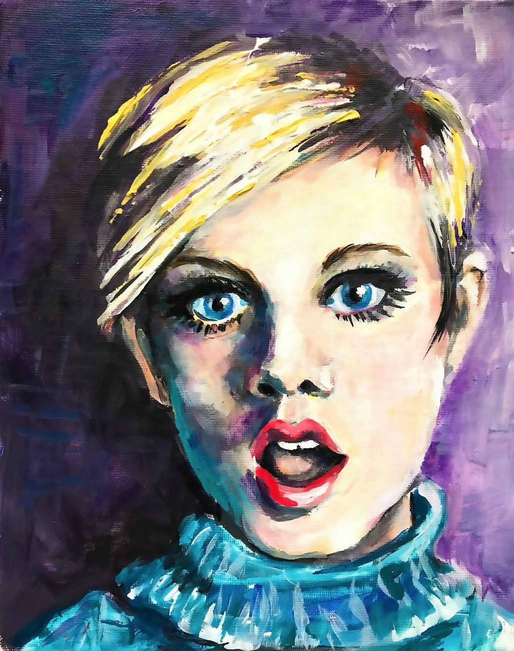 Hand Painted Portrait on Canvas Etsy UK