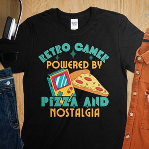 Retro Gamer shirt funny Retro Gaming t-shirt vintage video games tee retro pizza tshirt for Retro Gamer