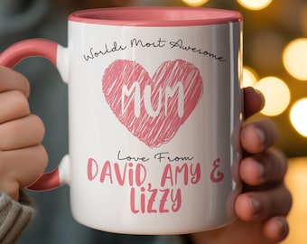 Personalized Mum Coffee Mug: Custom Kids Names, Mother's Day Gift
