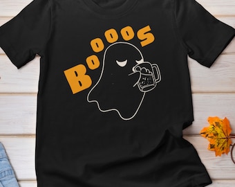 Funny Halloween Drinking Ghost T-Shirt: Retro Boos Shirt