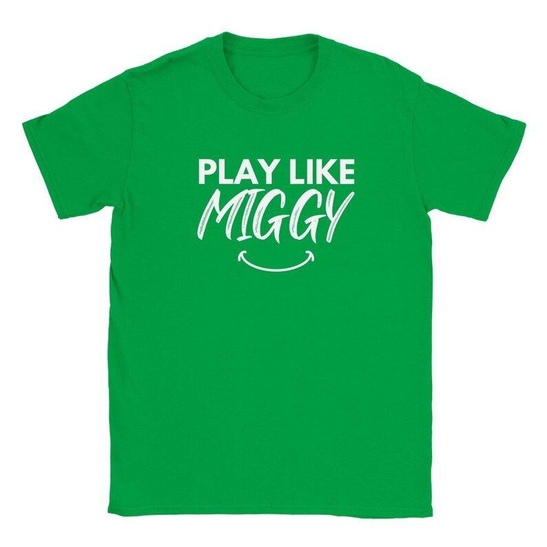 Newcastle United Youth Tee: "Play Like Miggy" Football Shirt Irish Green