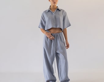 Handmade Linen Wide Pants, Washed Linen Pants, Linen Harem Pants, Relaxed Fit Trousers, Loose Fit Linen Pants