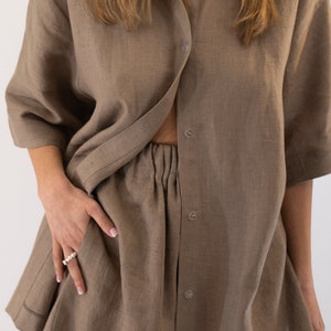 Oversized Linen Shirt, Short Sleeves Shirt, Women Summer Shirt, Linen Blouse, Loose Linen Shirt, Pajama Linen Shirt , Plus size zdjęcie 4