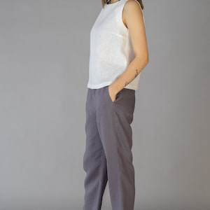 ARIA Linen Top, Comoda Canotta in Lino ARIA, Top In Lino Estivo Senza Maniche, Camicetta in Lino Semplice, Camicia Bianca Loose Fitting in Lino, Taglia M