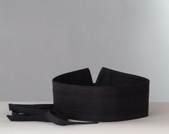 ALBA Linen Obi Belt, Black Linen Belt, Linen Women Waist Belt, Wide Belt, Corset Belt, Women Obi Belt, Linen Dress Belt, Linen Accessories