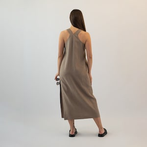 READY to Ship, Everyday Linen Dress, Long Linen Dress, Loose Linen Dress, Soft Linen Dress, Linen Casual Dress, SIZE S, Color Cacao