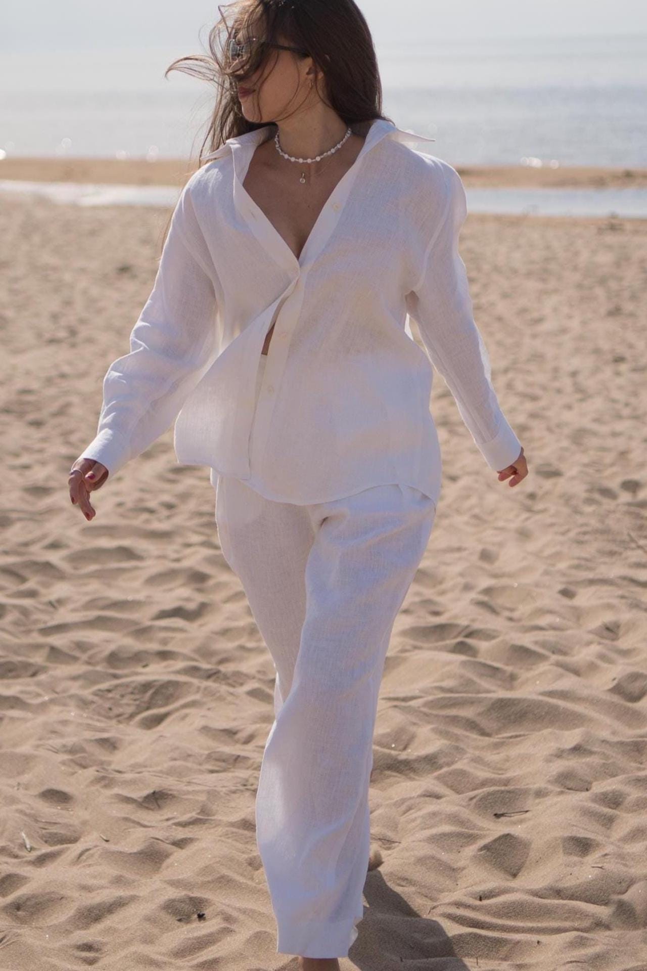 Camicia In Lino Oversize Da Donna - Maniche Lunghe, A Quadretti, Perfetta Per L'estate - Foto 12