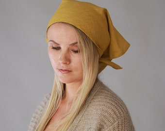 Pure Linen Bandana / Flax Bandana / Headband / Unisex Neck Scarves / Womens Kerchief / Scarf Face Protect / 20 COLORS