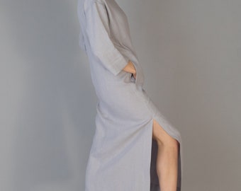 Maxi Linen dress TINA, Oversize Linen Tunic Dress, Long Linen Dress, Maxi Dress With Long Sleeves, Loose Linen Dress, Made to Orders