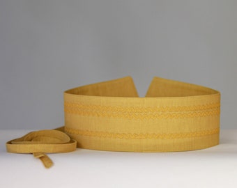 Mustard obi belt, Linen waist belt, Mustard wide belt, Corset belt, Women obi belt, Mustard linen belt, Linen belt