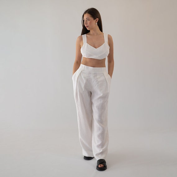 White Linen Set, FAENZA, Linen Clothing, Summer Linen Set, Women