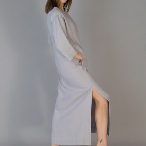 Maxi Linen Dress TINA, Oversized Linen Dress, Plus Size Linen Dress, Boat Neck Linen Dress, Linen Summer Dress, Linen Long Tunic image 6