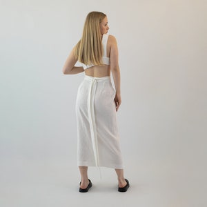 White LINEN Skirt, POLERMO, WHITE Skirt, Wrap Skirt, Midi Skirt, Linen Wrap Skirt, High Waisted Skirt, Natural Linen Skirt for Women image 2