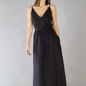 Black long dress, maxi black dress, summer black dress, slip black dress, sleeveless black dress, black maxi dress