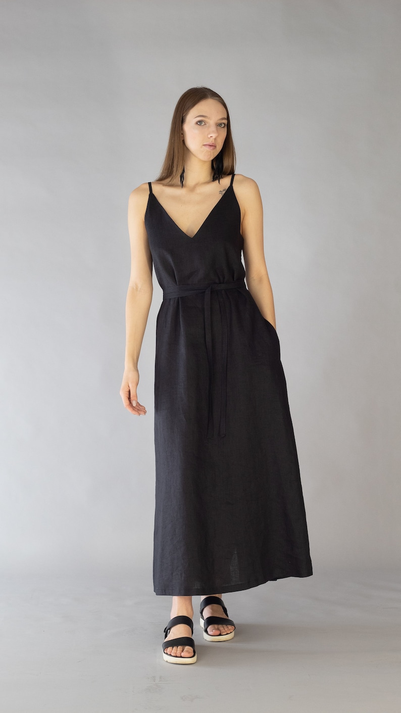 Black long dress, maxi black dress, summer black dress, slip black dress, sleeveless black dress, black maxi dress