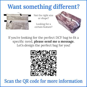 Op de afbeelding: Een promotionele afbeelding met twee tassen, &eacute;&eacute;n plat en doorschijnend, de andere een donkerpaarse rechthoekige etui. De tekst luidt: Want something different? Not the right size or shape? Looking for a certain feature? Please send me a message. Scan the QR code for more information.