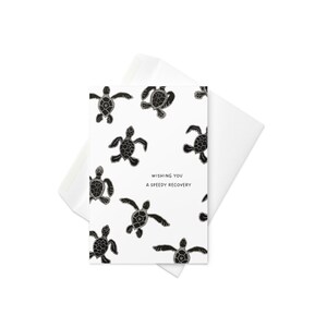 Gute Besserung Karte - Einzelstück oder 5er-Pack - Meeresschildkröte Design, handgezeichnet, innen leer